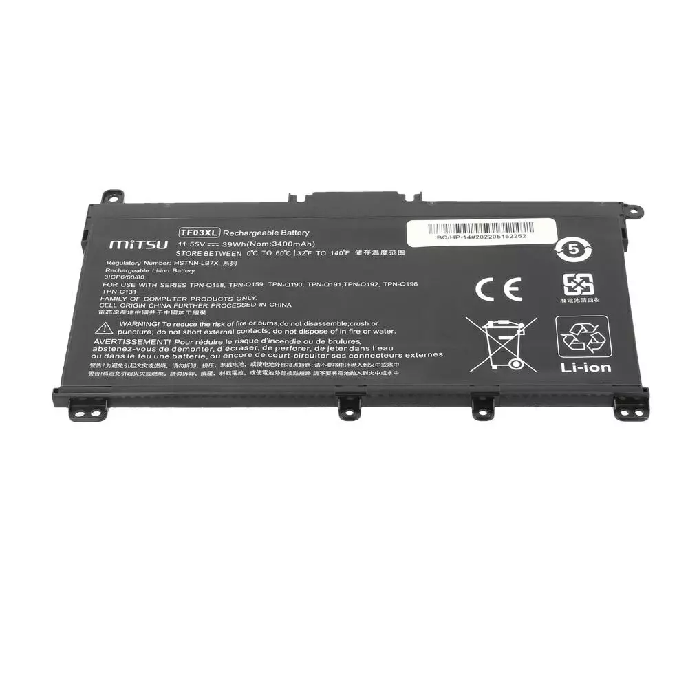 Bater&iacute;a compatible para port&aacute;til HP TF03XL 11.55V 3400mAh Mitsu