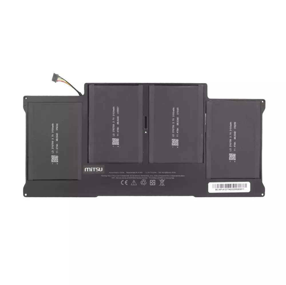 Bater&iacute;a compatible para port&aacute;til APPLE A1377 7.6V 6200mAh 47Wh Mitsu