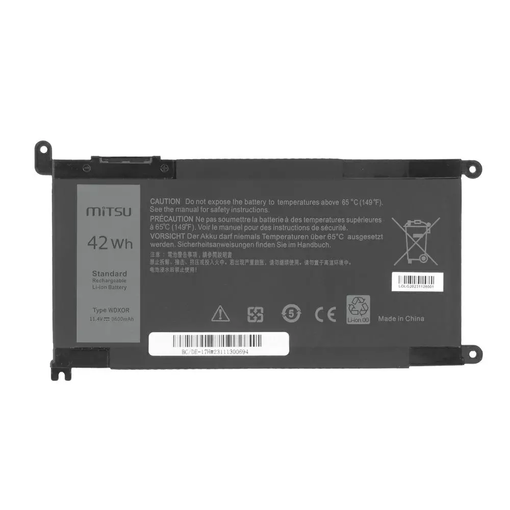 Bater&iacute;a compatible para port&aacute;til DELL Inspiron 13 5368 11.4V 3400mAh Mitsu