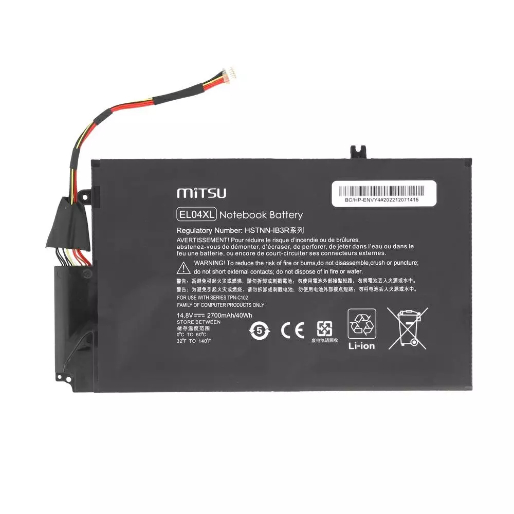 Bater&iacute;a compatible para port&aacute;til HP EL04XL 14.8V 2700mAh Mitsu