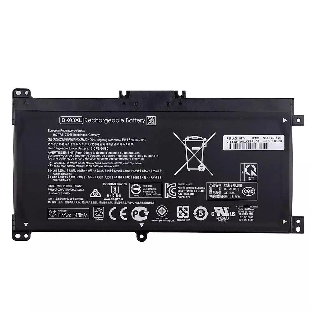 Bater&iacute;a compatible para port&aacute;til HP BK03XL 11.55V 3400mAh