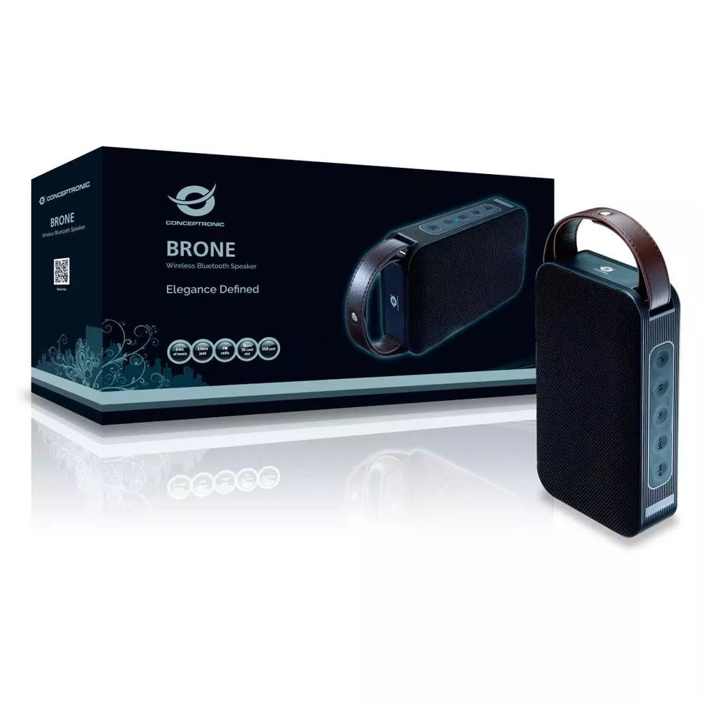 Altavoz Bluetooth 4.2 Brone / 10W / 2400 mah / Fm / Microsd / Usb / Aux Jack 3.5mm / Negro / Conceptronic / BRONE01B