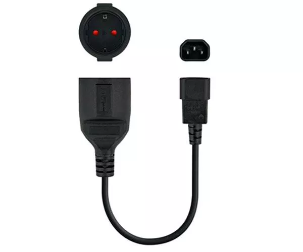Cable adaptador C14 macho a Cee7 schuko hembra 25cm / C-10.22.0901