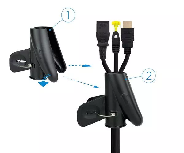 Organizador de cables Flexible en espiral + Pinza 25mm / 1m / Negro /  10.36.0001-bk