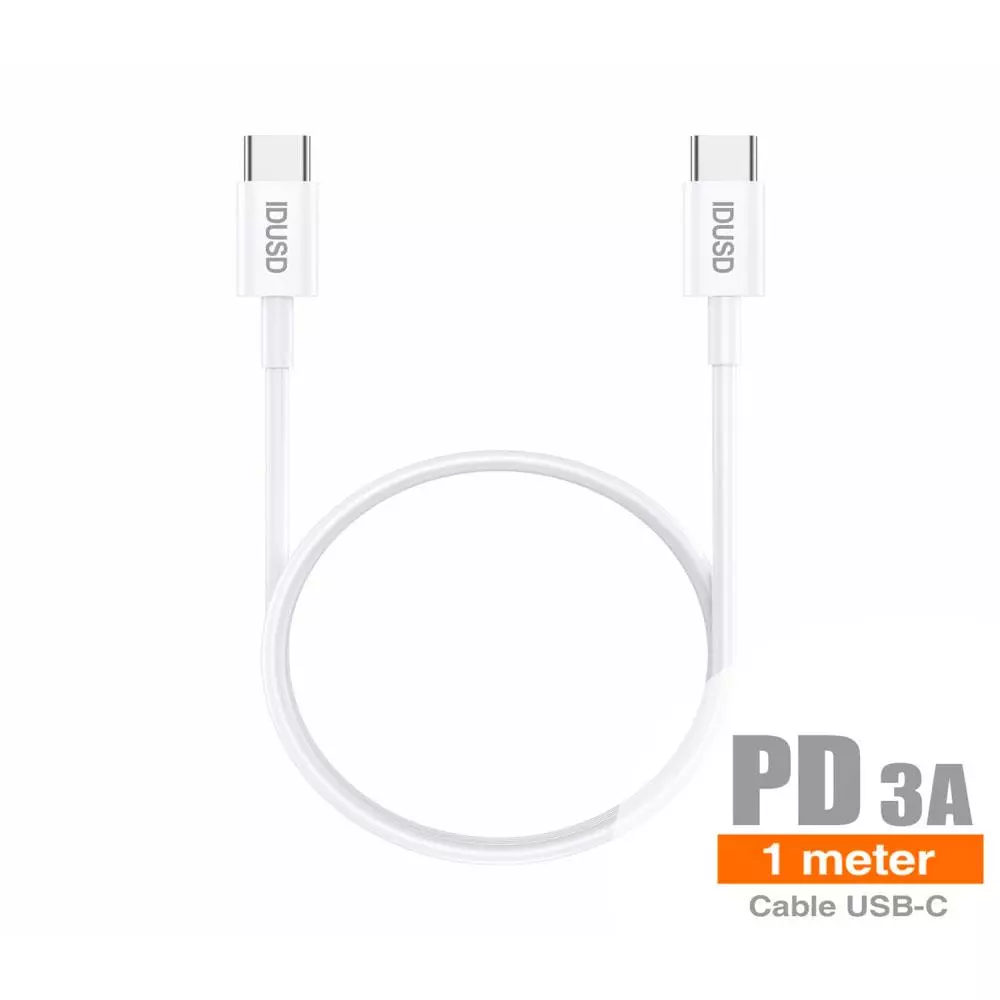 Cable datos Type-C M/M / 1m / 3a / PD / Blanco / IDUSD / C106B