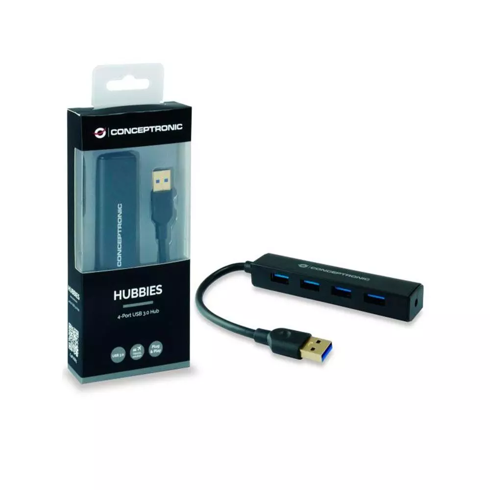 Hub 4 puertos Usb 3.0 Conceptronic C4PUSB3 /  Negro