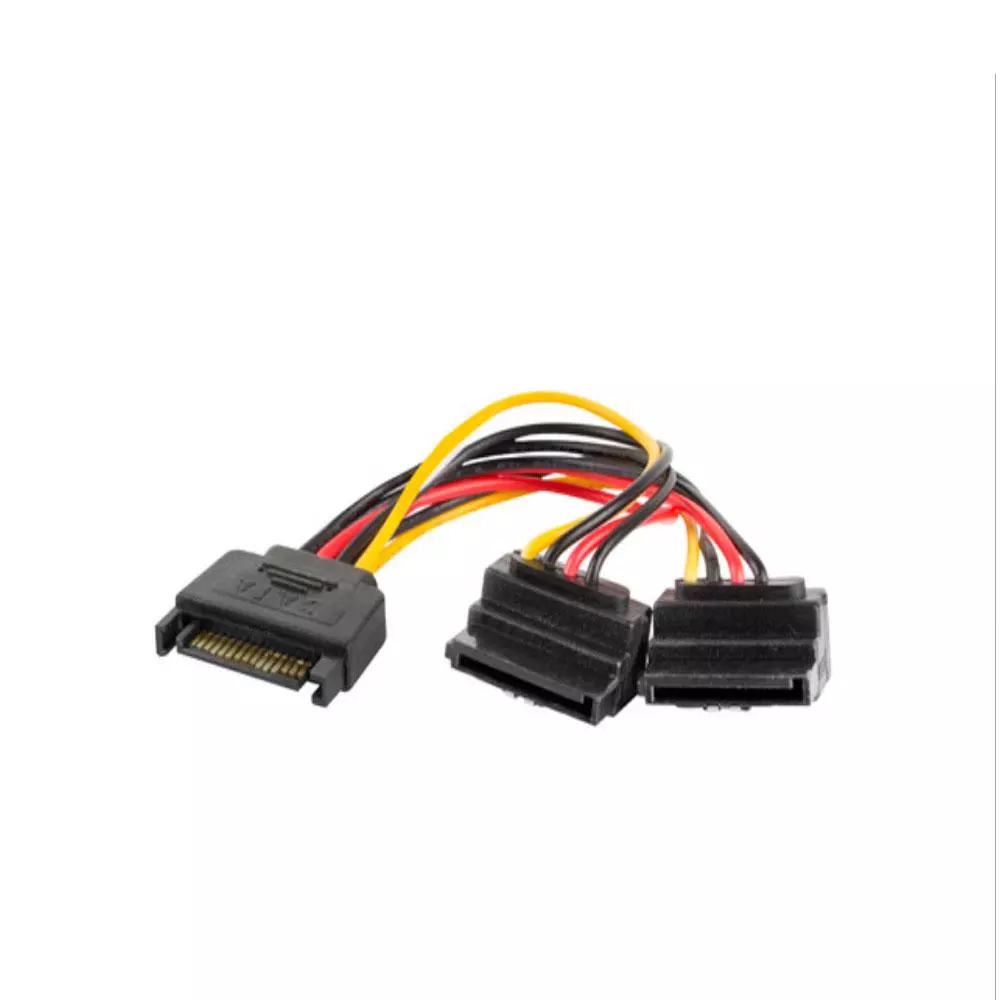 Cable alimentacion Sata macho a 2x Sata hembra 15cm / Lanberg  CA-SASA-10CU-0015