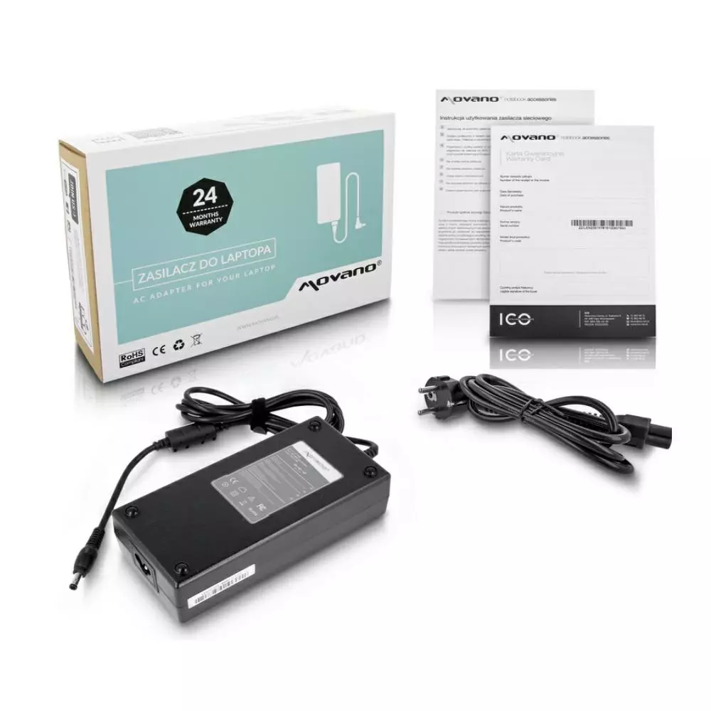 Cargador compatible para port&aacute;til ASUS / MSI 180W 19V 9.5A 5.5x2.5 mm Movano