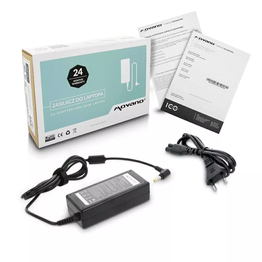 Cargador compatible para port&aacute;til ACER / ASUS / MEDION 65W 19V 3.42A 5.5x1.7 mm Movano