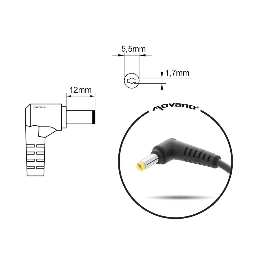 Cargador compatible para port&aacute;til ACER / ASUS / MEDION 65W 19V 3.42A 5.5x1.7 mm Movano