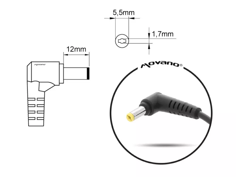 Cargador para port&aacute;til Acer / Asus / Toshiba 135W 19.5V 6.92A 5.5 mm x 1.7 mm Movano