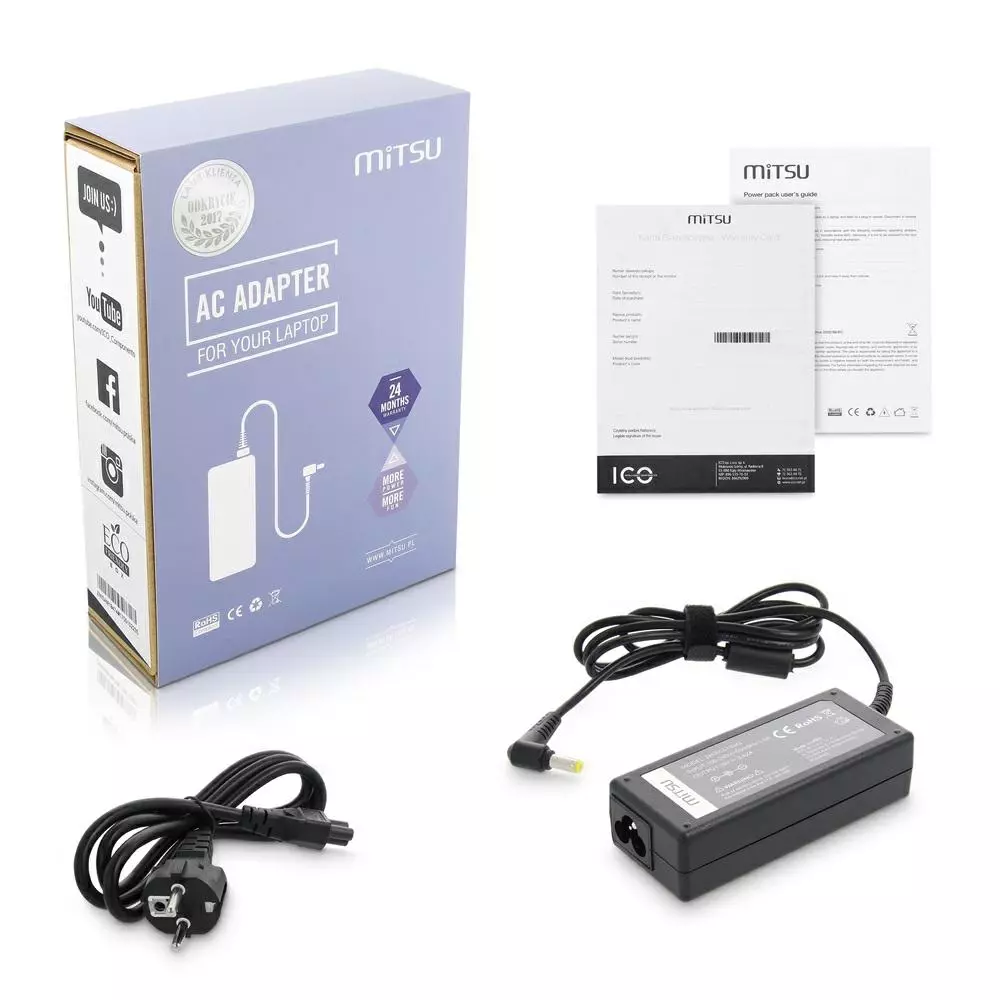 Cargador compatible para port&aacute;til ACER / ASUS / MEDION 65W 19V 3.42A 5.5x1.7 mm Mitsu