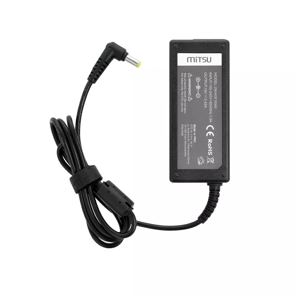 Cargador compatible para port&aacute;til ACER / ASUS / MEDION 65W 19V 3.42A 5.5x1.7 mm Mitsu