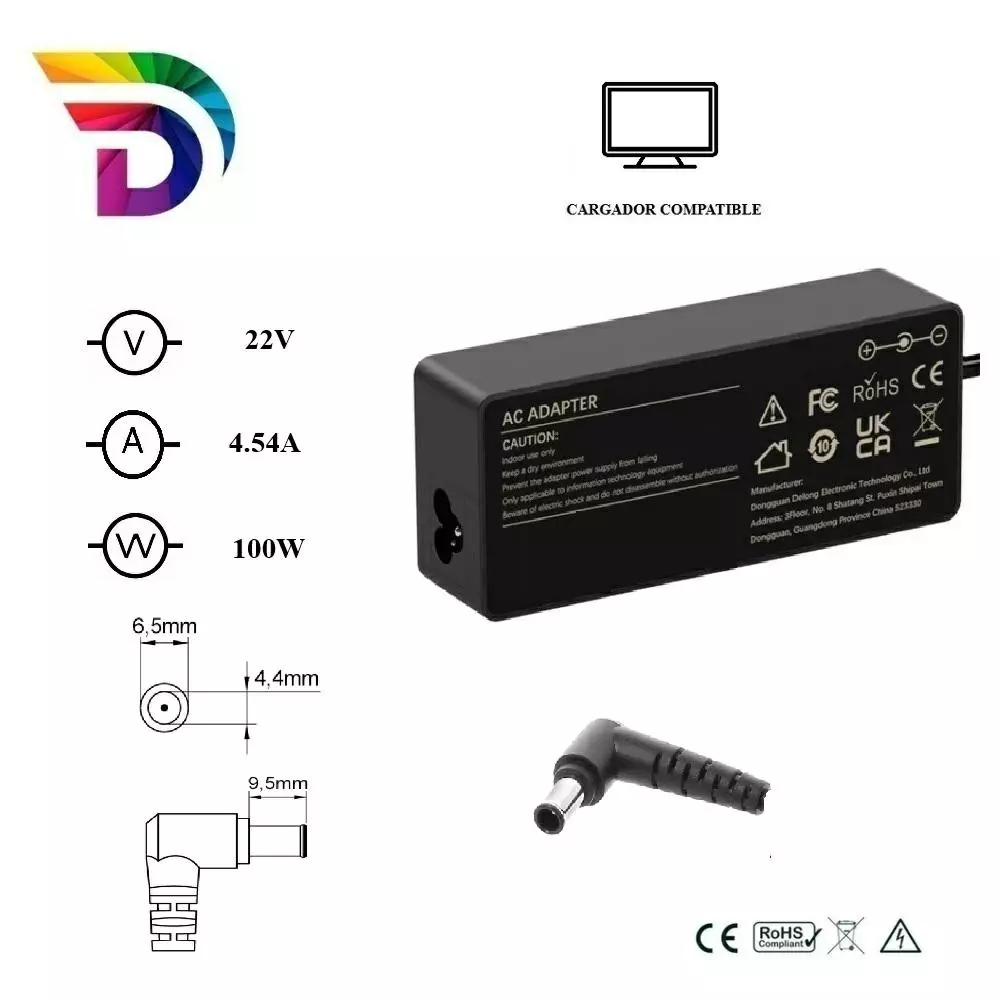Cargador compatible para monitor 100W 22V 4.54A 6.5x4.4 mm Dayma