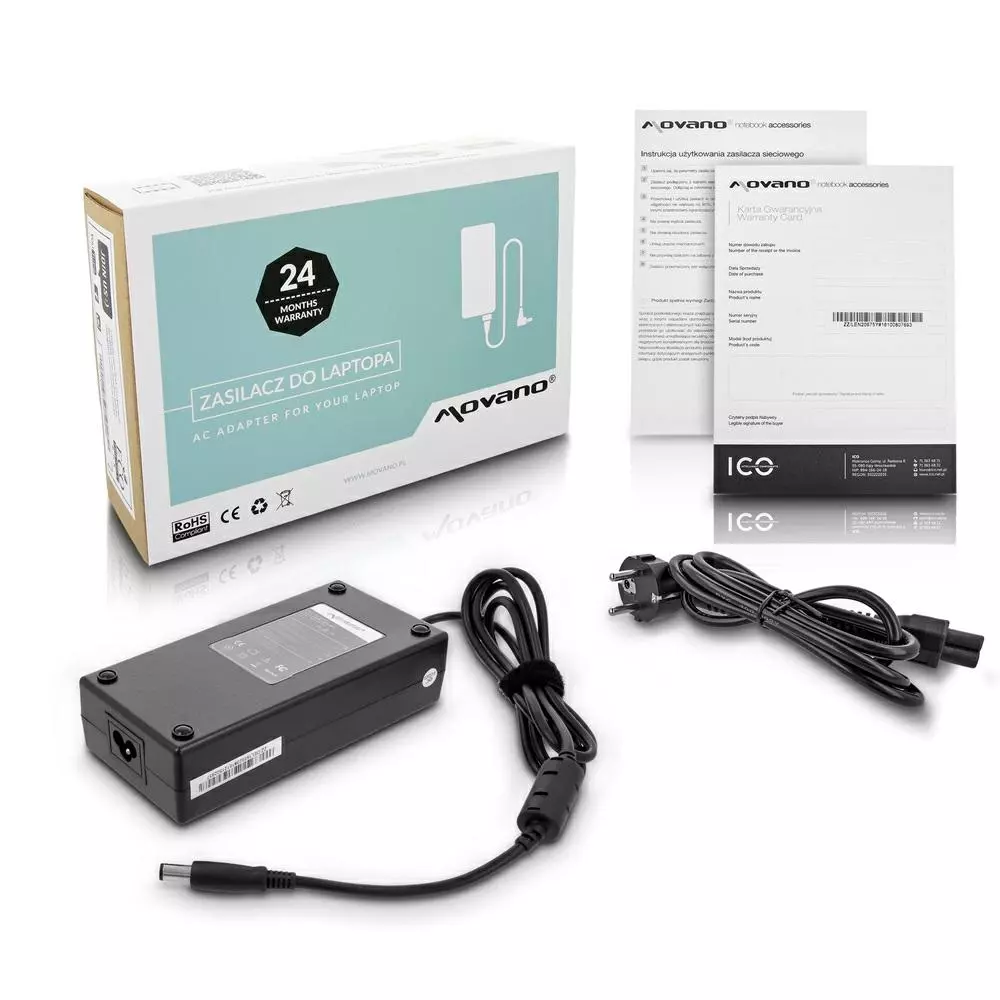 Cargador compatible para port&aacute;til DELL / MSI 180W 19.5V 9.23A 7.4x5.0 Movano