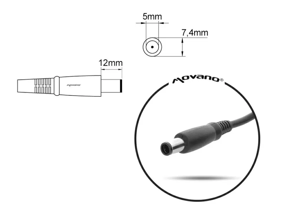 Cargador compatible para port&aacute;til DELL / MSI 180W 19.5V 9.23A 7.4x5.0 Movano