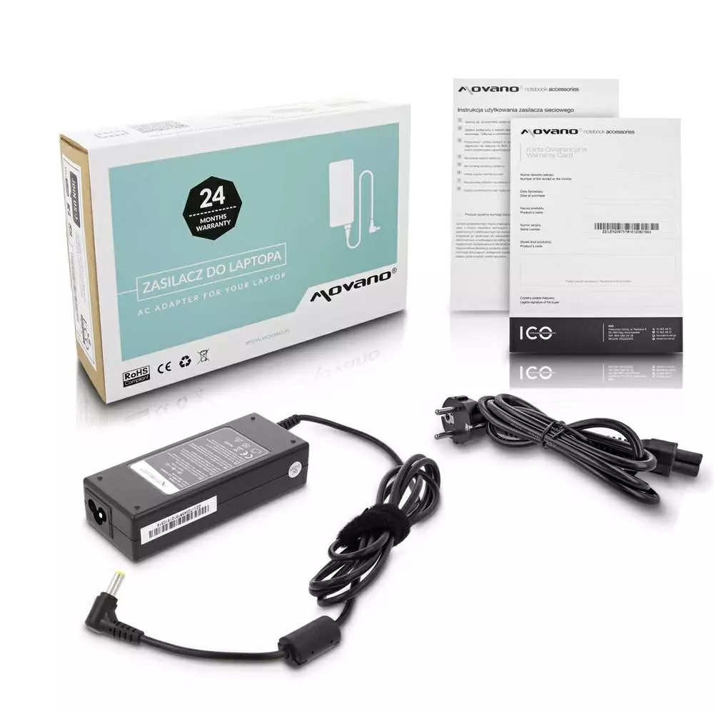 Cargador compatible para port&aacute;til FUJITSU / LENOVO 90W 20V 4.5A 5.5x2.5 mm Movano