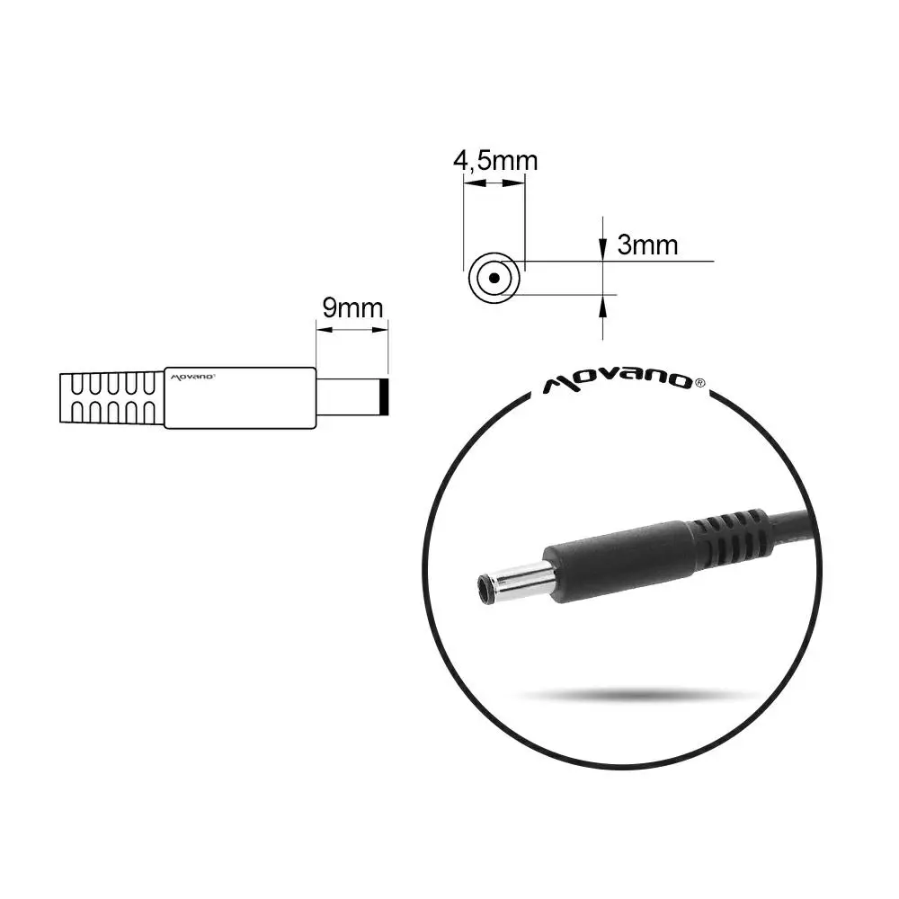 Cargador compatible para port&aacute;til DELL 65W 19.5V 3.34A 4.5x3.0 mm Movano