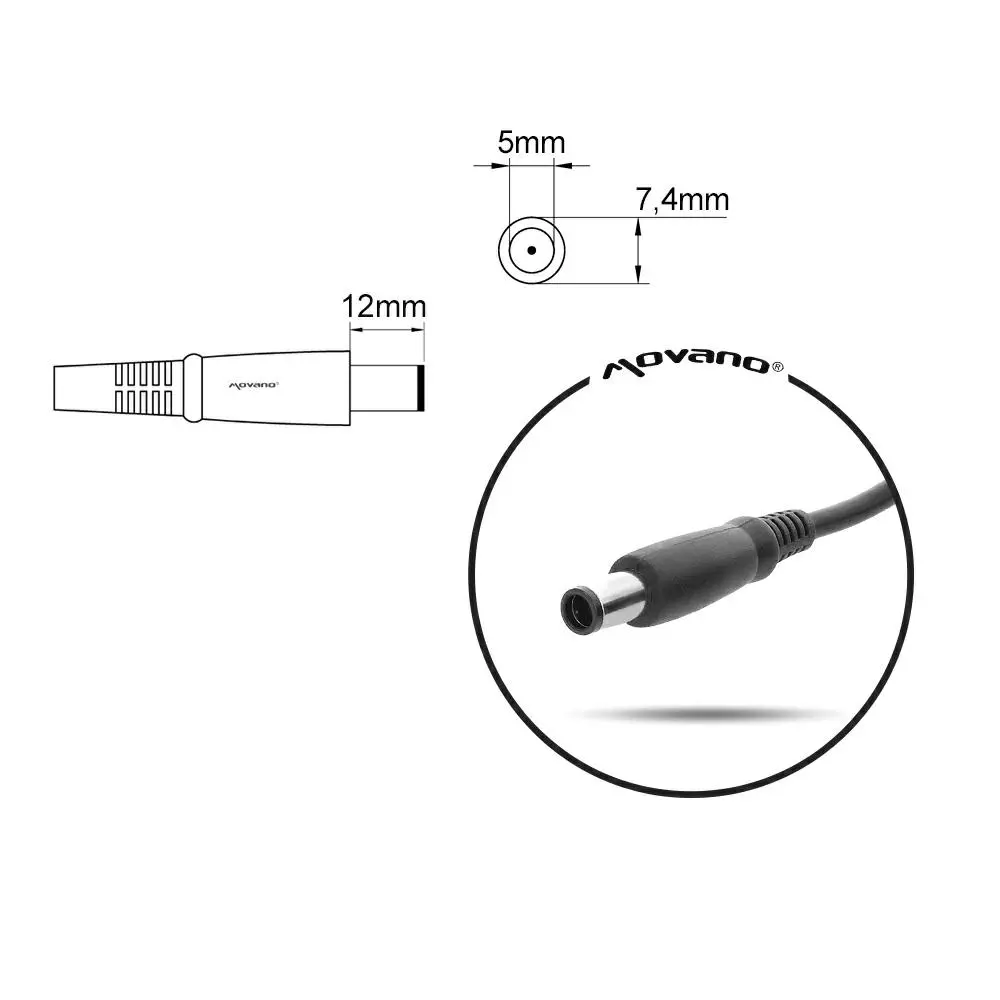 Cargador compatible para port&aacute;til HP 90W 19V 4.74A 7.4x5.0 mm Movano