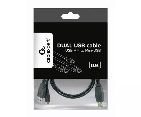 Cable USB x2 a Mini Usb 5 pines / 0.9m / Negro / CCP-USB22-AM5P-3
