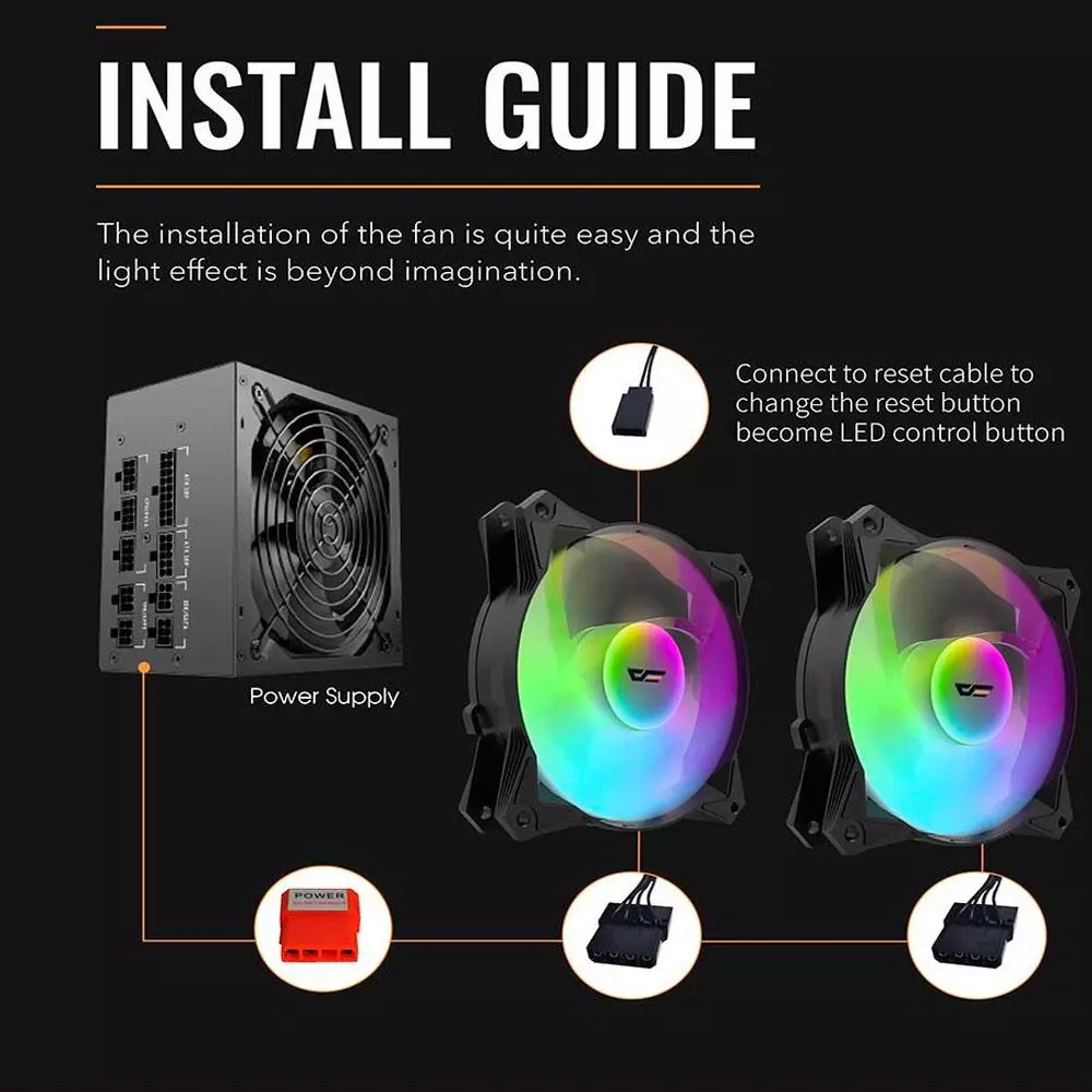 Ventilador Caja Gaming Darkflash CL6M Negro/ 120mm / Aurora Spectrum RGB