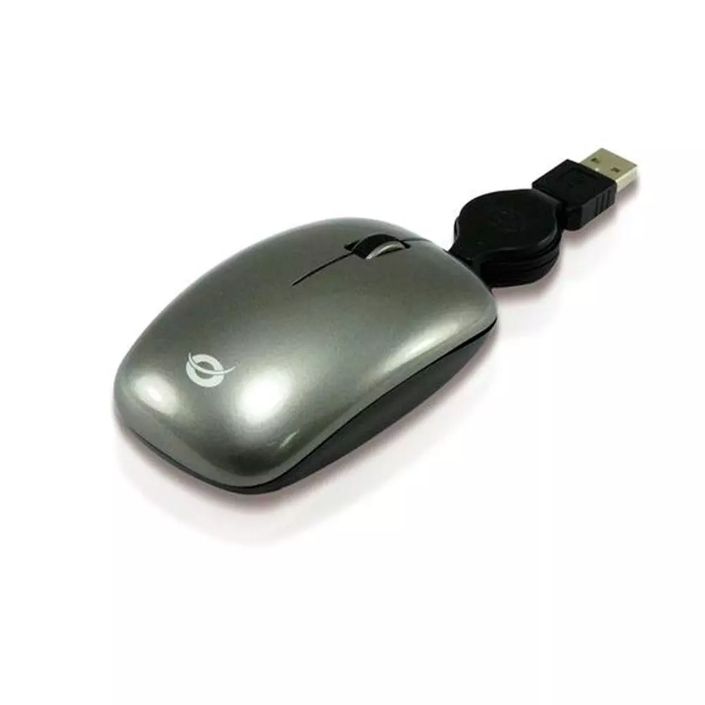 Raton &oacute;ptico USB retractil Conceptronic 3BTRV / 3 Botones / 1600dpi / Negro-Gris / CLLM3BTRV