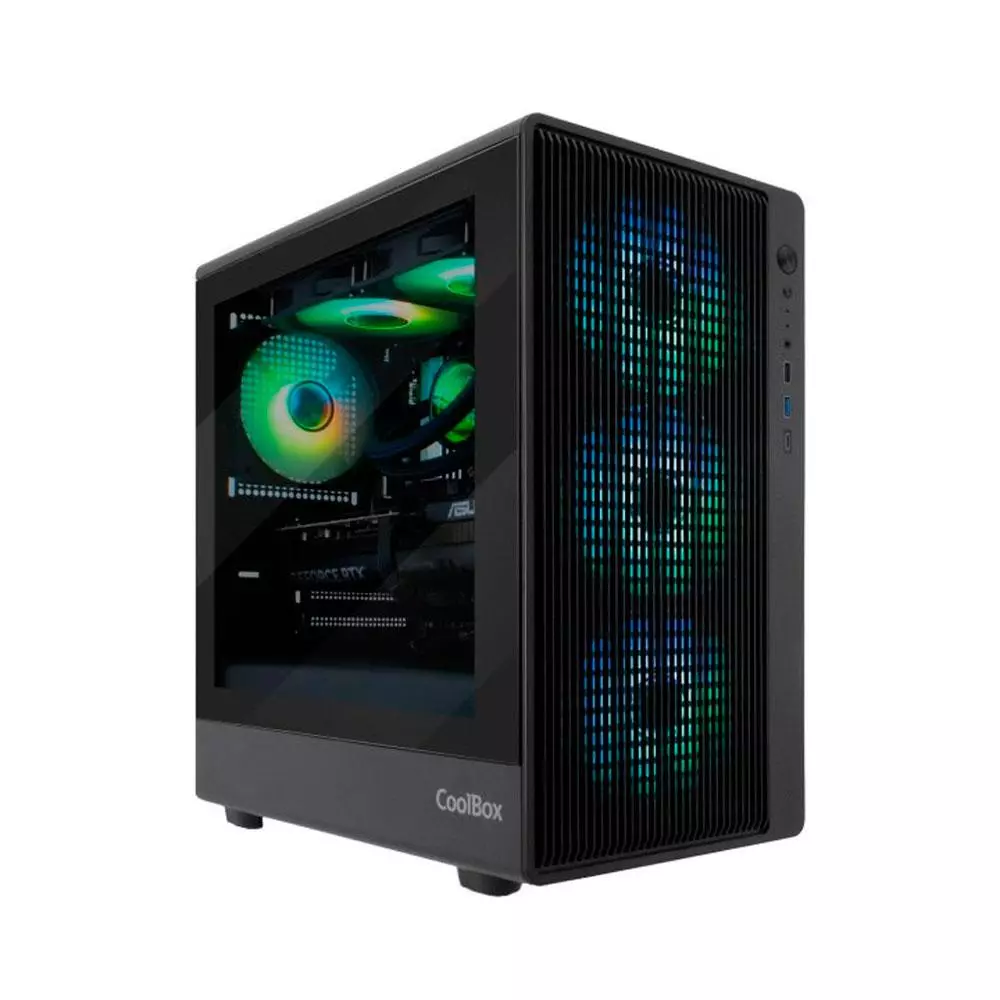 Caja Micro ATX Coolbox Gm350 Darkface / Lateral Cristal Templado / Negro / COO-CHA-GM350-0