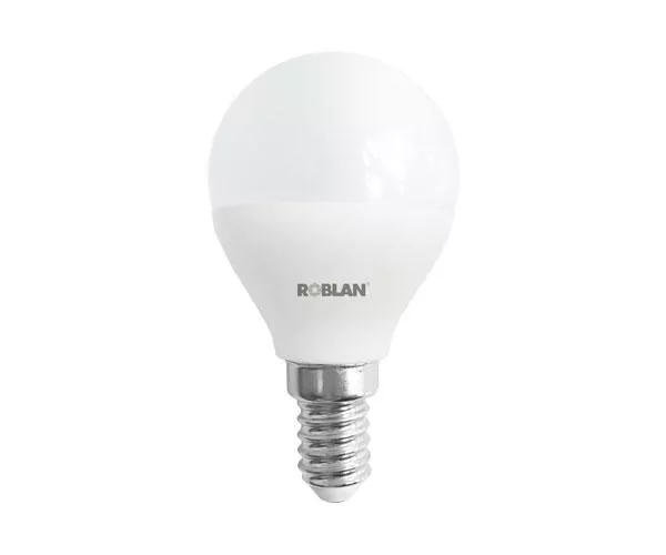 Bombilla LED Roblan e14 esferica / A+ / 5w / luz dia / 6500k / 470lm / 175-250v LEDA1505E14B