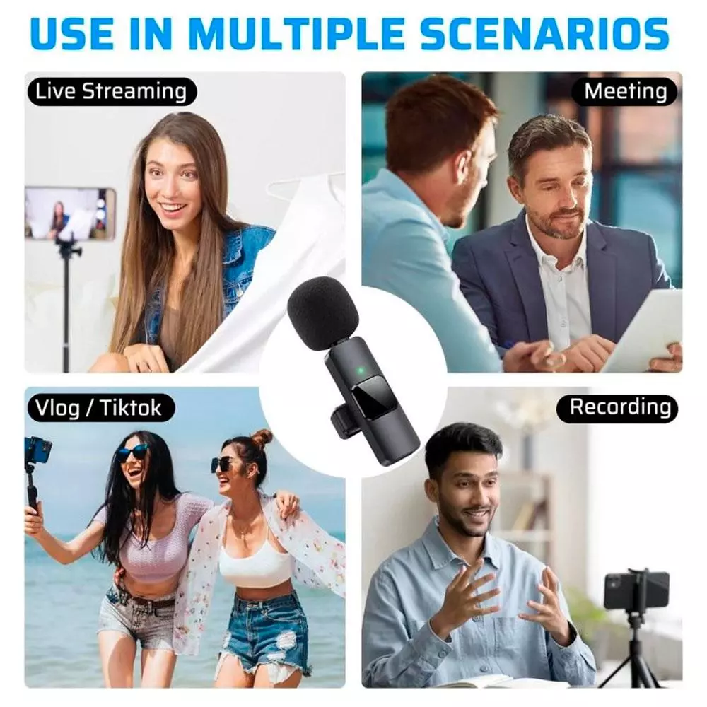 Microfono mini Smart Wireless con clip Home Tech DK-4645 / Type-C / Omnidireccional / Bateria 100Mah / Negro