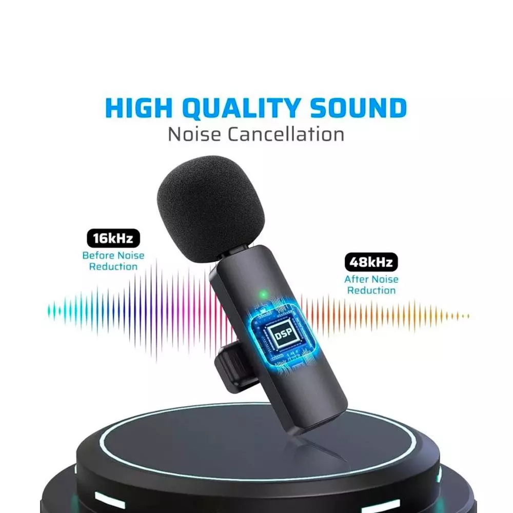 Microfono mini Smart Wireless con clip Home Tech DK-4645 / Type-C / Omnidireccional / Bateria 100Mah / Negro