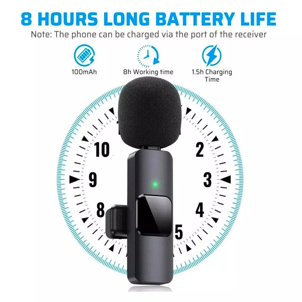 Microfono mini Smart Wireless con clip Home Tech DK-4645 / Type-C / Omnidireccional / Bateria 100Mah / Negro