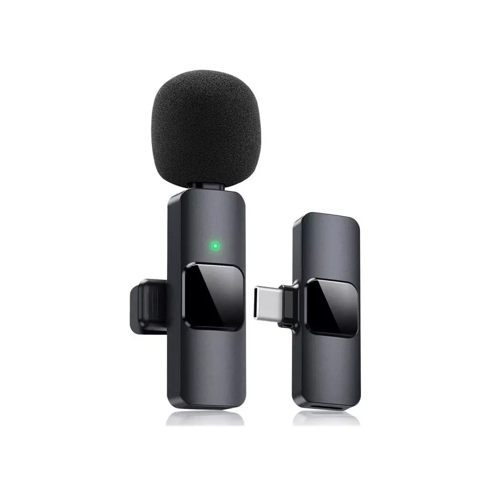 Microfono mini Smart Wireless con clip Home Tech DK-4645 / Type-C / Omnidireccional / Bateria 100Mah / Negro