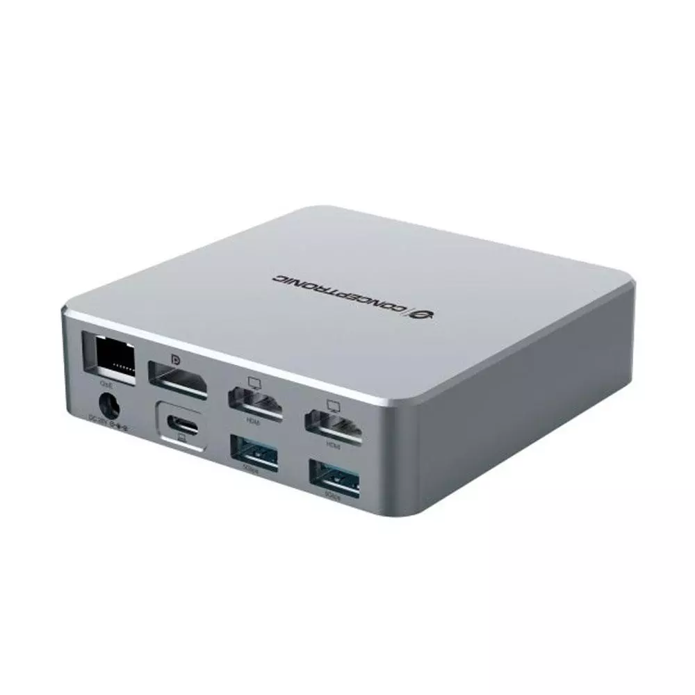 Docking Type-C 15 en 1 Conceptronic 100W PD / 2x Hdmi 4K / 2x Usb 3.2 / 2x Type-C / MicroSD / Jack 3.5mm / LAN Gigabit / DONN25G