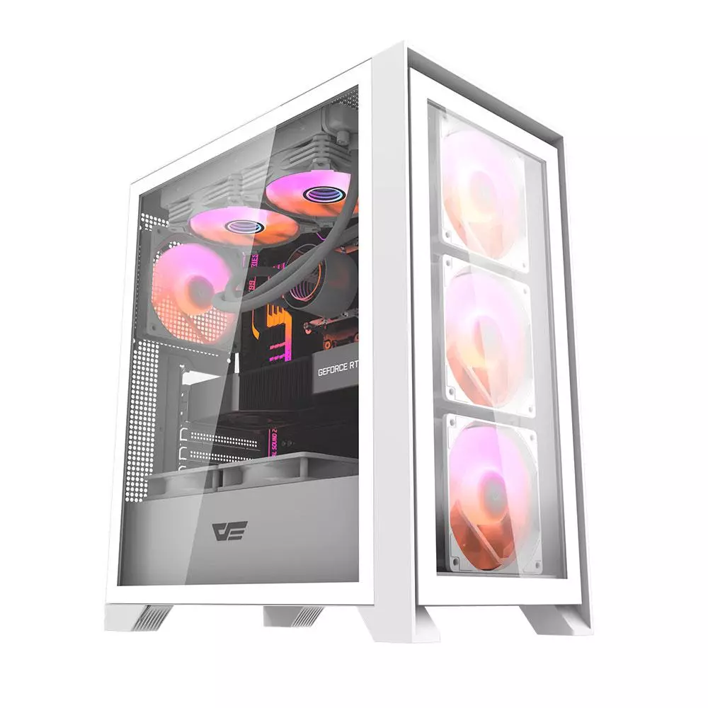 Caja Gaming Darkflash DRX70 Blanca / ATX / Cristal templado / USB 3.0 / Incluye 4 Fan RGB