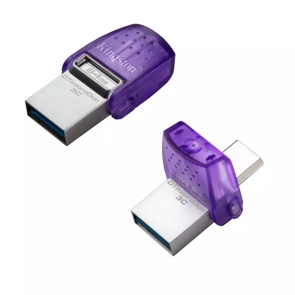 Pendrive Kingston DataTraveler MicroDuo 3C / 64Gb / USB 3.2 - Type-C / Plata / DTDUO3CG3/64GB
