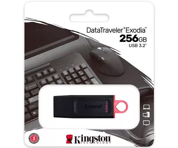 Pendrive Kingston Exodia 256Gb USB 3.2 Gen.1 / Negro-Rojo / DTX/256GB