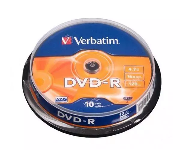Dvd+R Verbatim 16x Tarrina 10 uds DVDVER10+