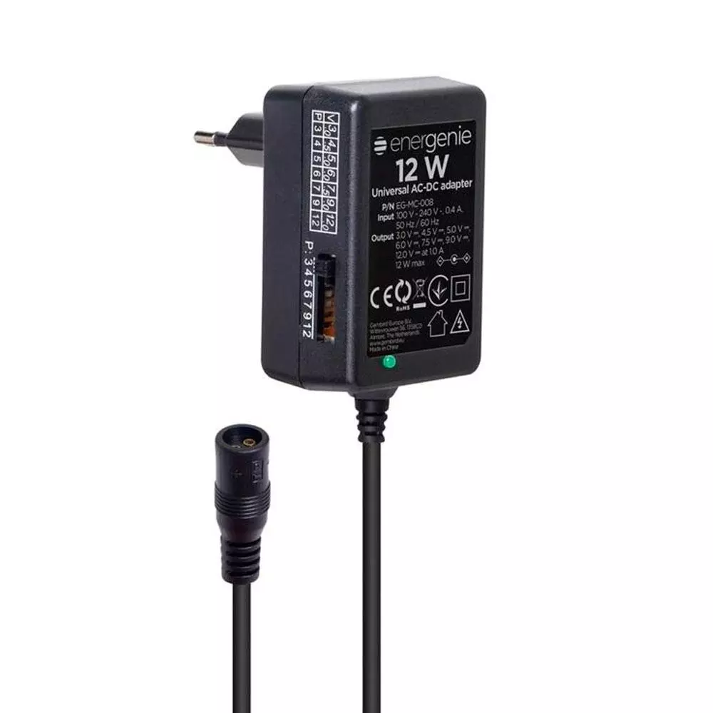 Cargador Universal Energie 12W / 3v/4.5v/5v/7.5v/9v/12v/ 1a / Monitor / Router / EG-MC-008