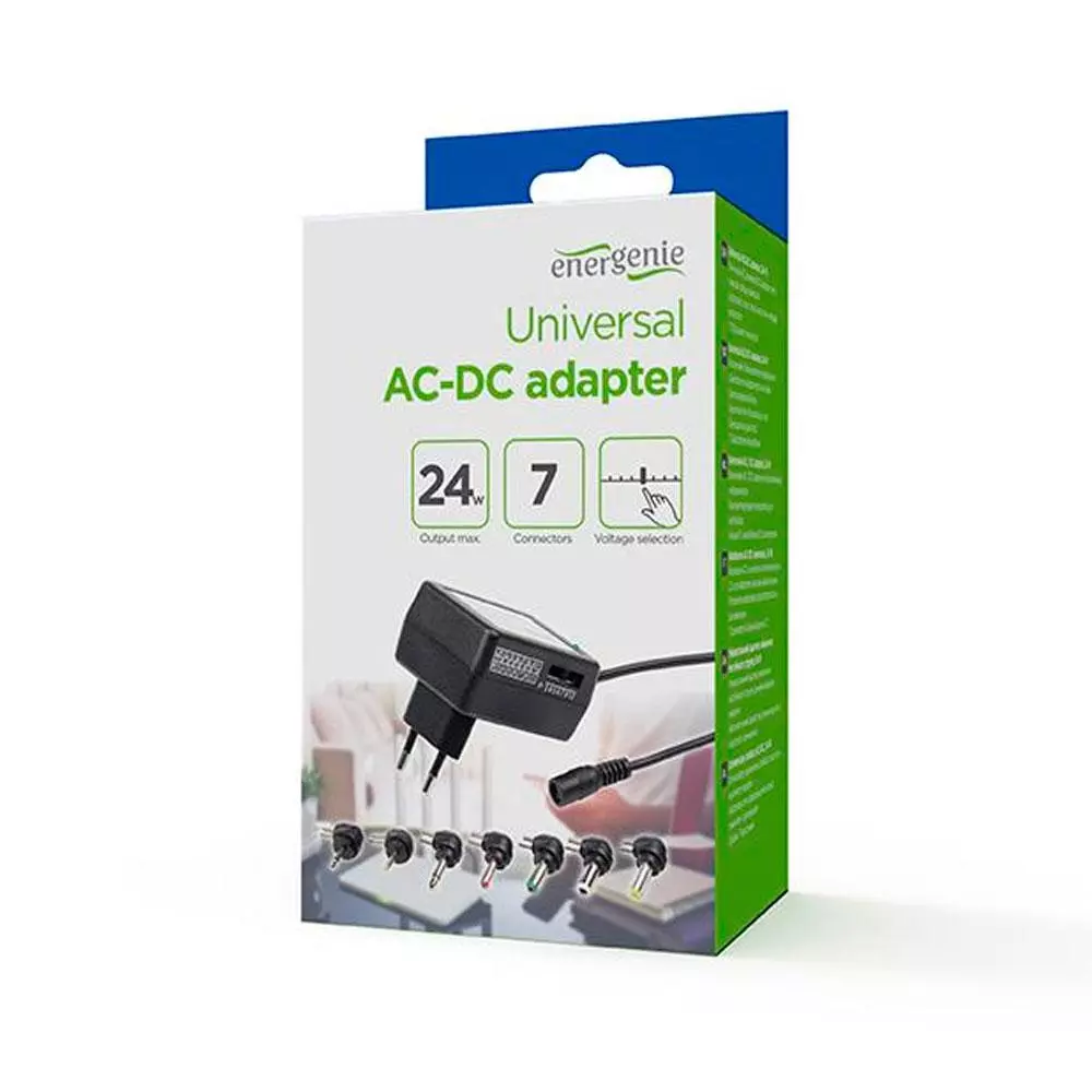 Cargador Universal Energie 24W / 3v/4.5v/5v/7.5v/9v/12v/ 2a / Monitor / Router / EG-MC-009