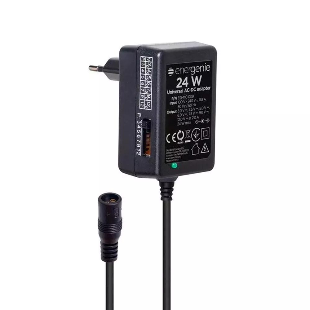Cargador Universal Energie 24W / 3v/4.5v/5v/7.5v/9v/12v/ 2a / Monitor / Router / EG-MC-009