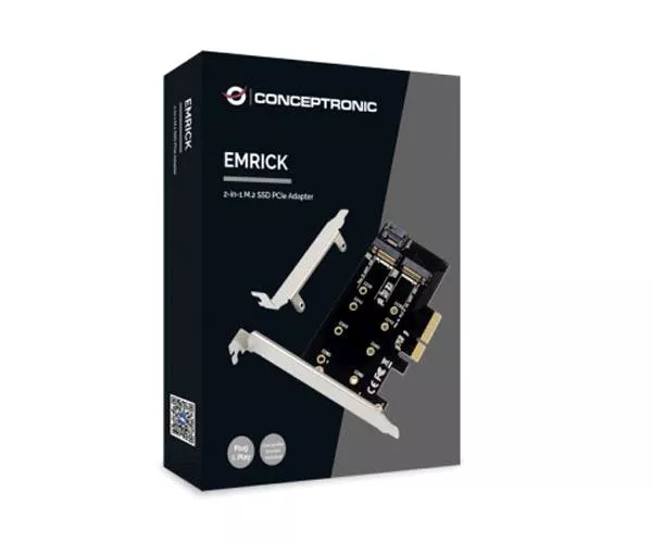 Tarjeta controladora Conceptronic Pci Express Gen 3.0 X4 / 2 Puertos M.2 SSD / EMRICK04B