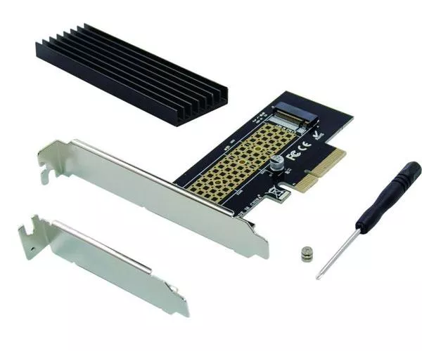 Tarjeta controladora Conceptronic Pci Express Gen 3.0 x4 a Nvme M.2 SSD + Disipador Aluminio ( No compatible M2 clave B) EMRICK05BS
