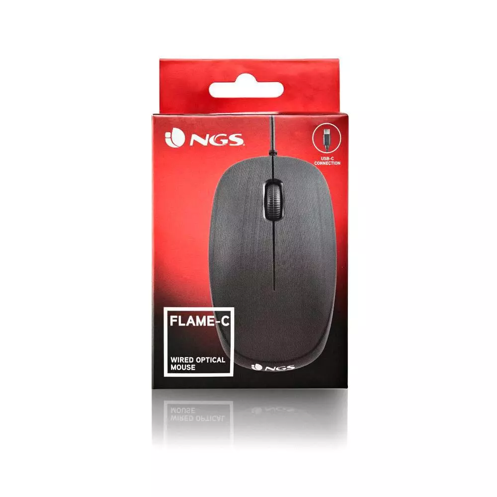 Raton USB Type-C Ngs Flame / 1000 Dpi / Negro