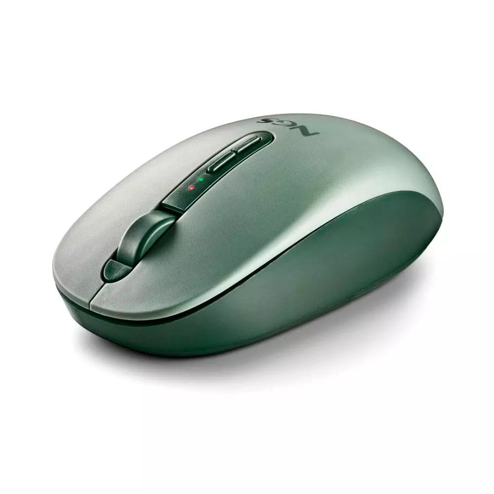 Raton Inalambrico Ergonomico NGS Fog Dual Verde / BT 5.2 + RF 2.4Ghz / Silencioso / Hasta 1600 DPI / FOGDUALGREEN