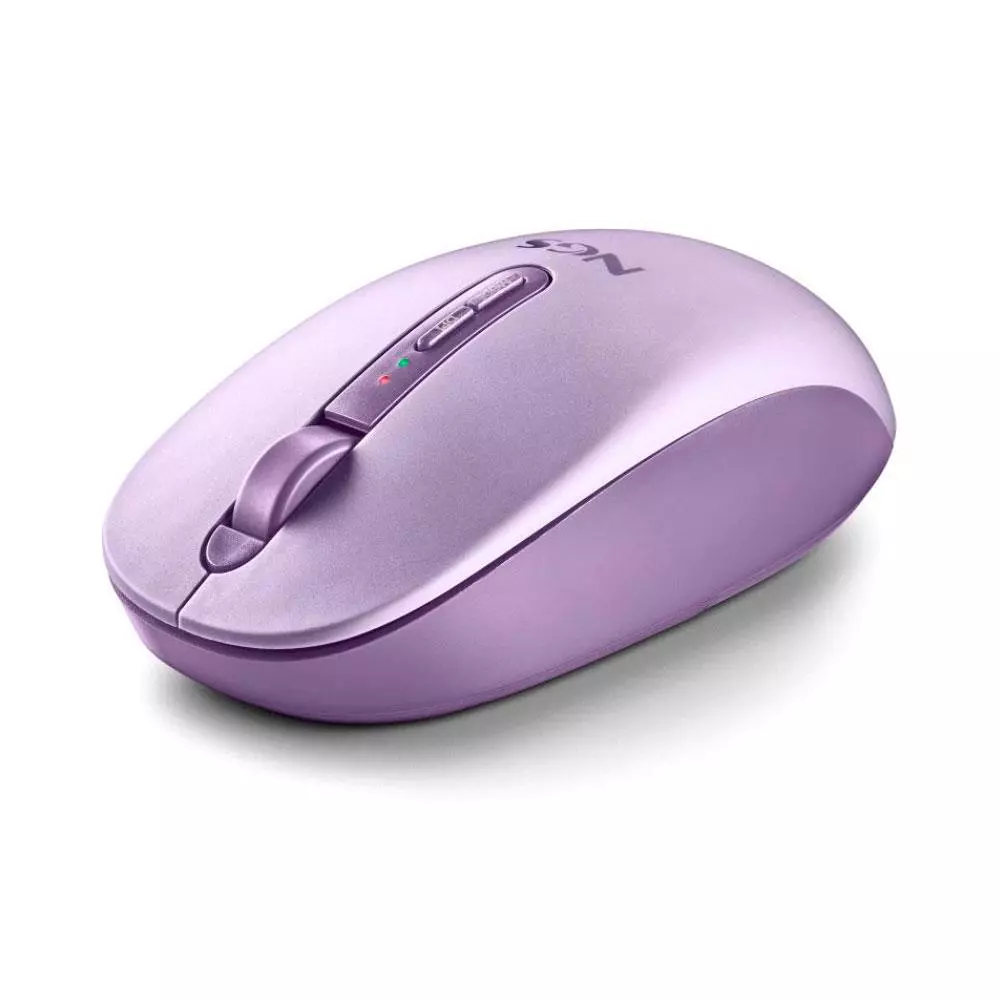 Raton Inalambrico Ergonomico NGS Fog Dual Morado / BT 5.2 + RF 2.4Ghz / Silencioso / Hasta 1600 DPI /  FOGDUALPURPLE