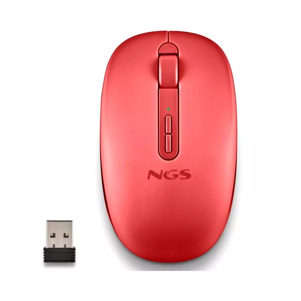 &divide; Mouse ngs wireless fog dual red bluetooth 5.2 2.4ghz multidispositivo 1600dpi silencioso color rojo
