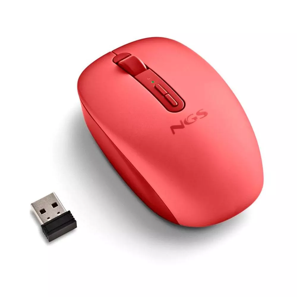 &divide; Mouse ngs wireless fog dual red bluetooth 5.2 2.4ghz multidispositivo 1600dpi silencioso color rojo