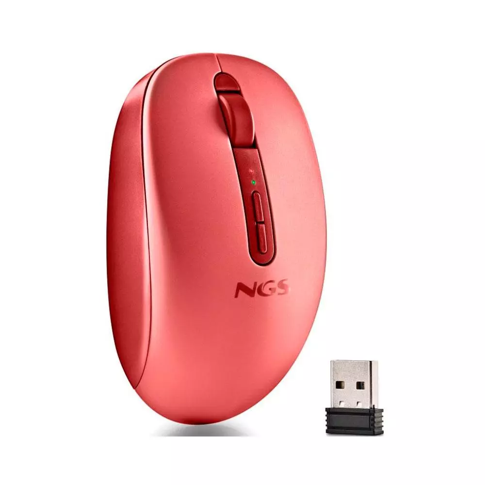 &divide; Mouse ngs wireless fog dual red bluetooth 5.2 2.4ghz multidispositivo 1600dpi silencioso color rojo