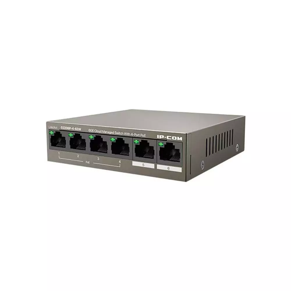 Switch 6p 10/100/1000 Gigabit Gestionable IP-COM / Carcasa met&aacute;lica / G2206P-4-63W