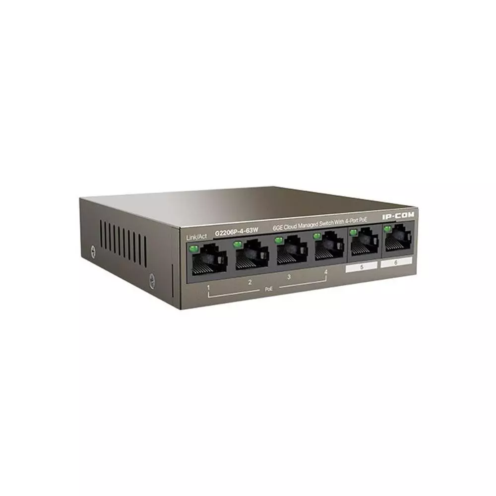 Switch 6p 10/100/1000 Gigabit Gestionable IP-COM / Carcasa met&aacute;lica / G2206P-4-63W